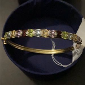 14k Gold over sterling multi colour Gem bracelet